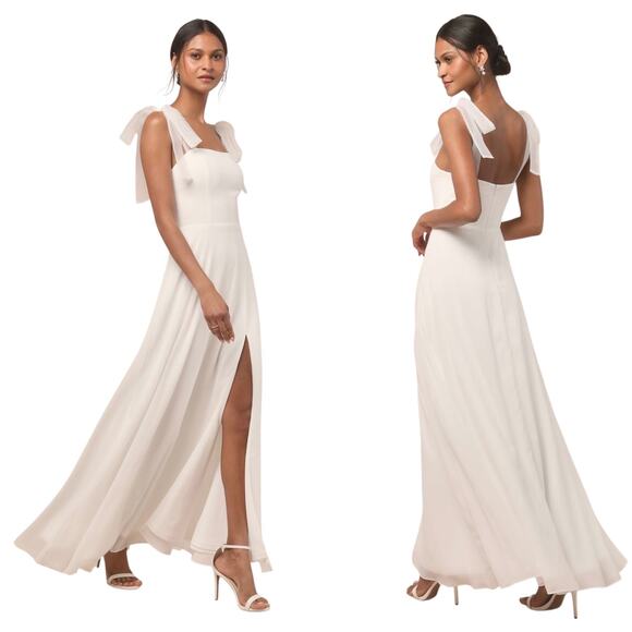Lulus Radiant Romance White Tie-Strap Maxi Dress size Medium NWT - Picture 1 of 8